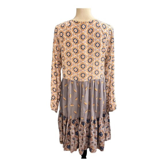 Matilda Jane Dress Womens M Multi Patterned Tiered Midi Lace Trim Boho Hippie - Picture 3 of 7